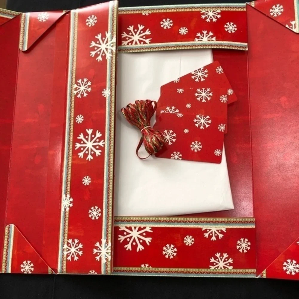 Holiday Christmas Gift Box Bundle 1 large 2 small Snowman Motif No Tape Required